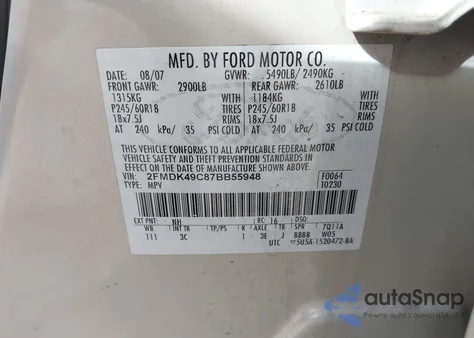 2007 Ford Edge from USA, damaged, VIN 2FMDK49C87BB55948